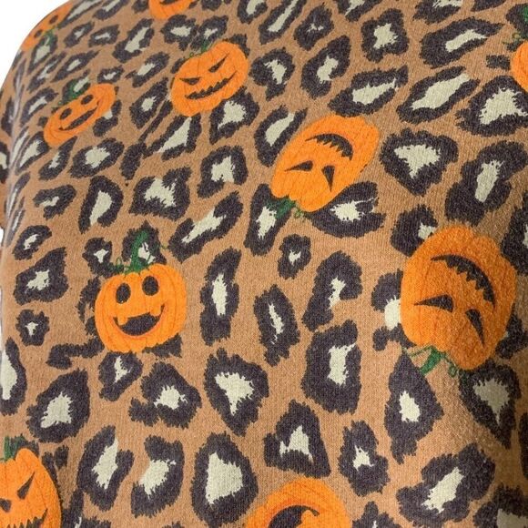 Pumpkins and Potions Cheetah Print Jack-o-lanterns Sweater With Matching Headban - Picture 4 of 5